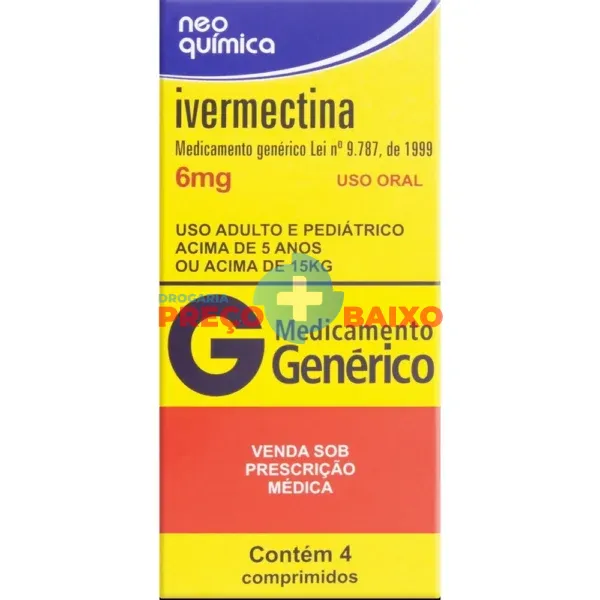 Ivermectina Neo Química 6mg, caixa com 4 comprimidos