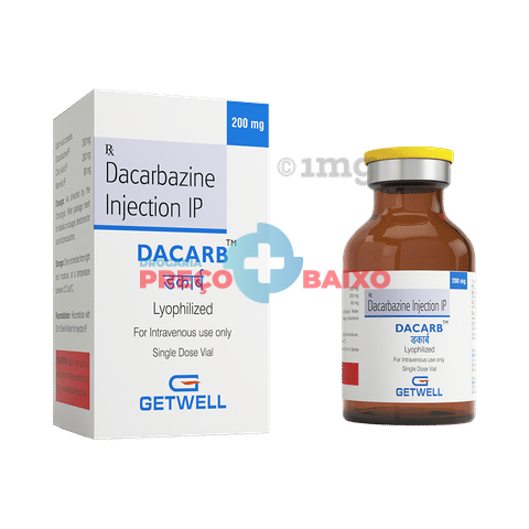 Dacarb 200mg, caixa com 10 frascos-ampolas com pó para solução de uso intravenoso